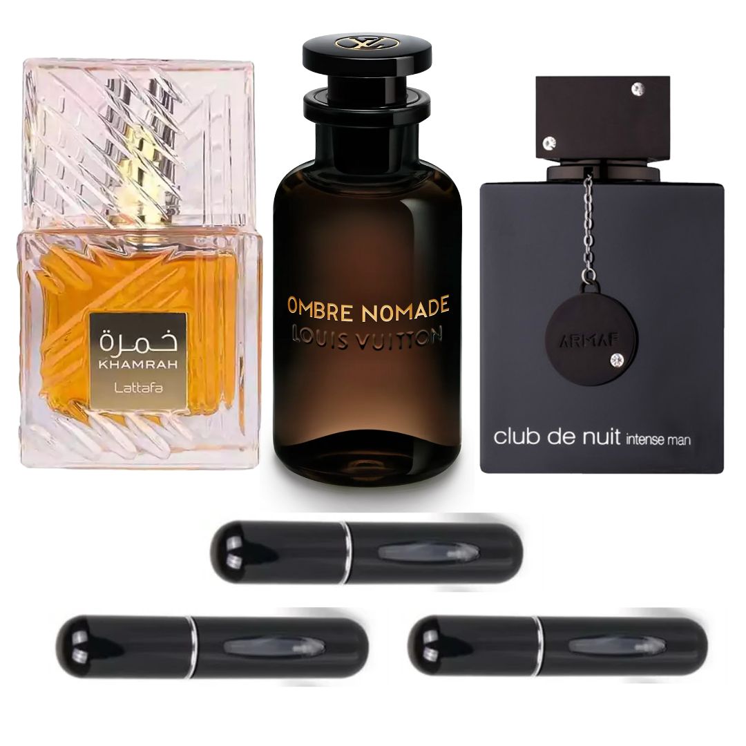 🌌 Kit Réplica – Perfumes Club de Nuit, Khamrah y Nómada